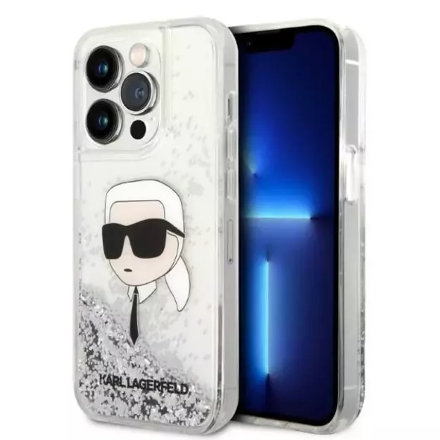 Karl Lagerfeld KLHCP14LLNKHCH iPhone 14 Pro 6.1  silver/silver hardcase Glitter Karl Head