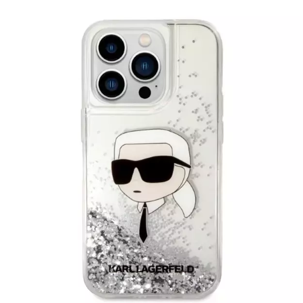 Karl Lagerfeld KLHCP14LLNKHCH iPhone 14 Pro 6.1  silver/silver hardcase Glitter Karl Head 2