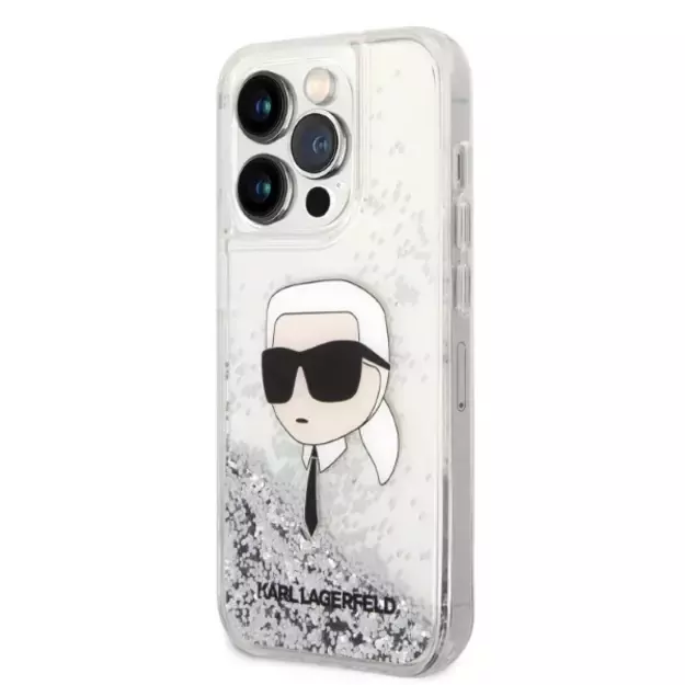 Karl Lagerfeld KLHCP14LLNKHCH iPhone 14 Pro 6.1  silver/silver hardcase Glitter Karl Head 1