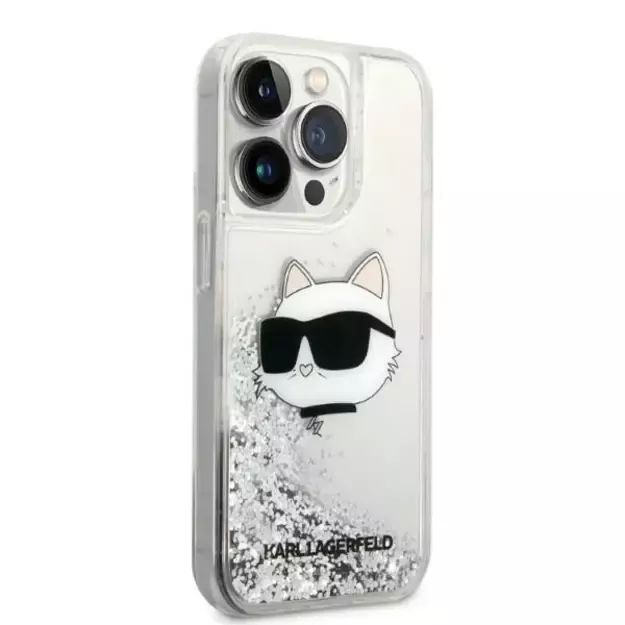 Karl Lagerfeld KLHCP14XLNHCS iPhone 14 Pro Max 6.7  silver/silver hardcase Glitter Choupette Head 10