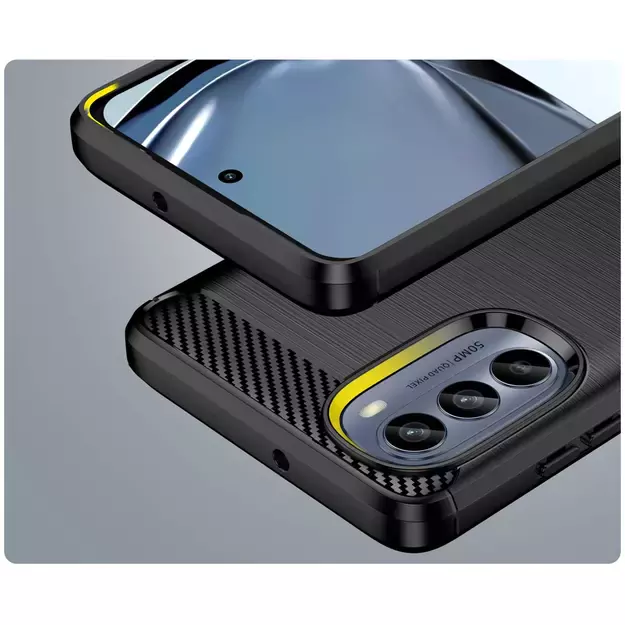 Carbon Case for Motorola Moto G62 5G flexible silicone carbon cover black 5