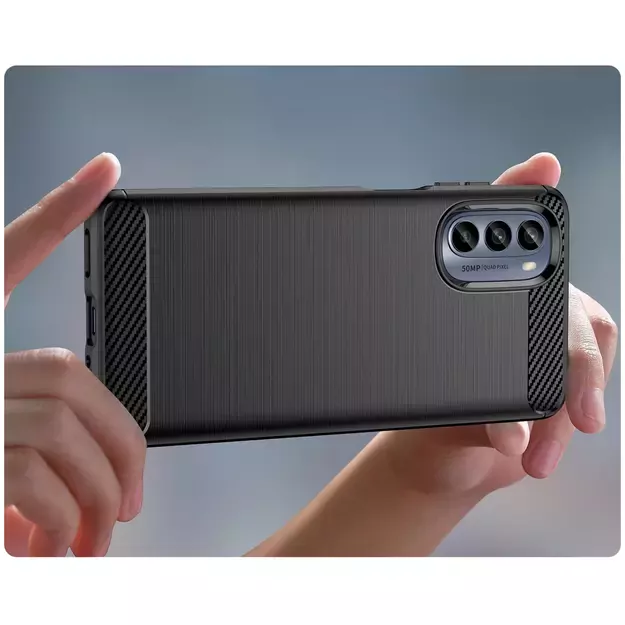 Carbon Case for Motorola Moto G62 5G flexible silicone carbon cover black 4