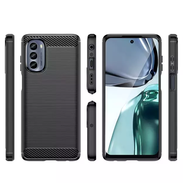 Carbon Case for Motorola Moto G62 5G flexible silicone carbon cover black 1