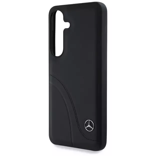 Mercedes Leather Curved Stitches Case for Samsung Galaxy S25 - Black 5