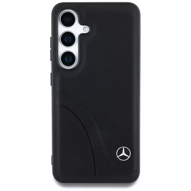 Mercedes Leather Curved Stitches Case for Samsung Galaxy S25 - Black 2