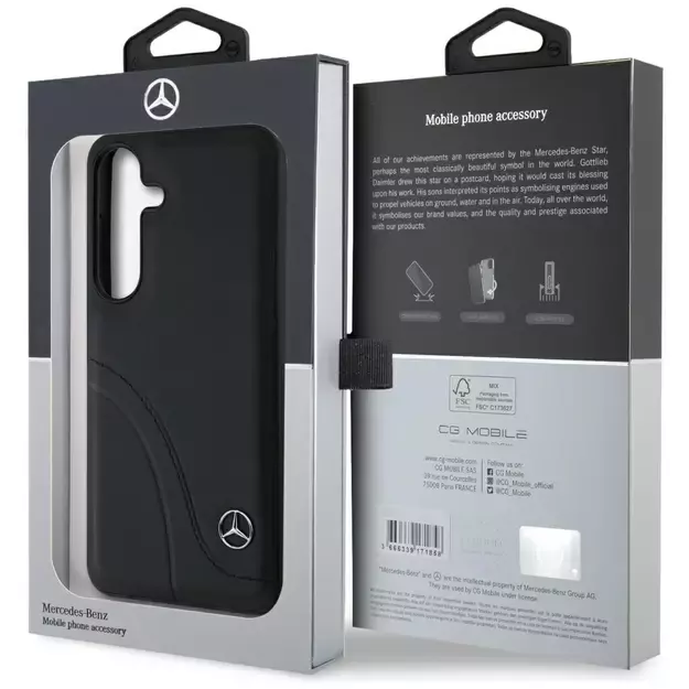 Mercedes Leather Curved Stitches Case for Samsung Galaxy S25 - Black 7