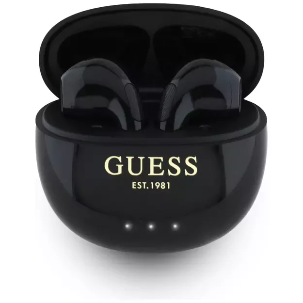 Guess Glossy Effect Egg Shape Printed Classic Logo TWS headphones - black 2