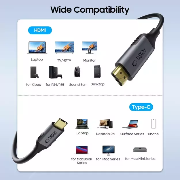 Tech-Protect UltraBoost USB-C / HDMI cable 60Hz 180cm - black 5
