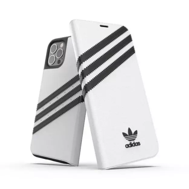 Adidas OR Booklet Case PU for iPhone 12 / 12 Pro 6.1&quot  - white and black