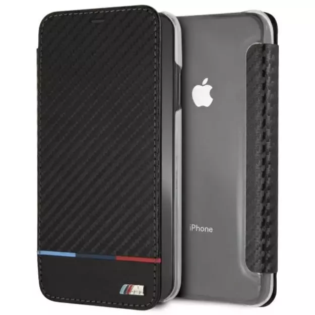 BMW Carbon Tricolor Stripe iPhone XS Max Case - Black