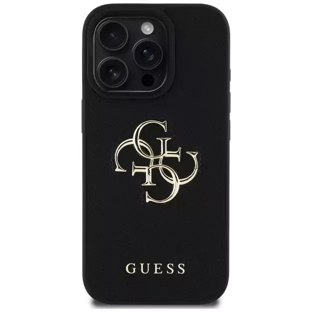 Guess Grained Big 4G Logo Small Classic Logo case for iPhone 16 Pro - black 9