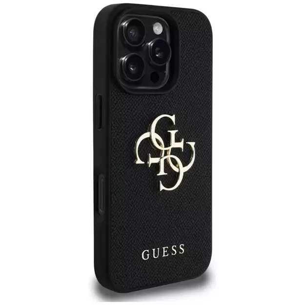 Guess Grained Big 4G Logo Small Classic Logo case for iPhone 16 Pro - black 10