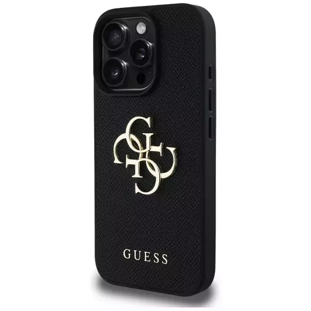Guess Grained Big 4G Logo Small Classic Logo case for iPhone 16 Pro - black 8