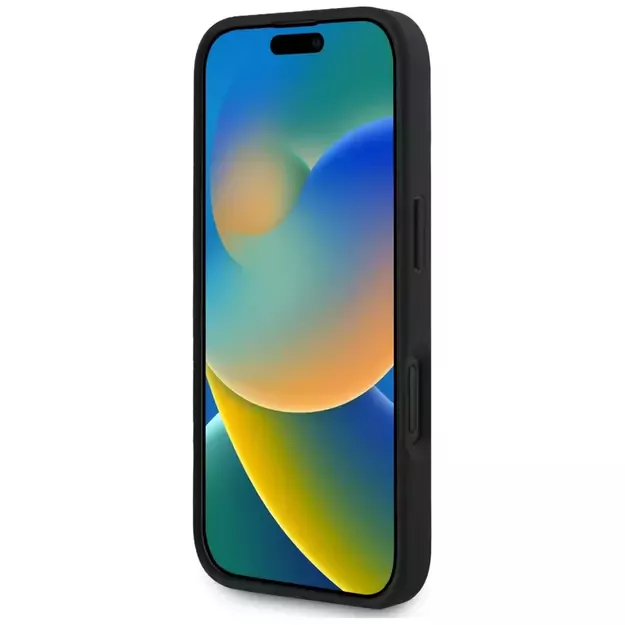 Guess Hot Stamp 4G Pattern Triangle Metal Logo case for iPhone 16 - black 4