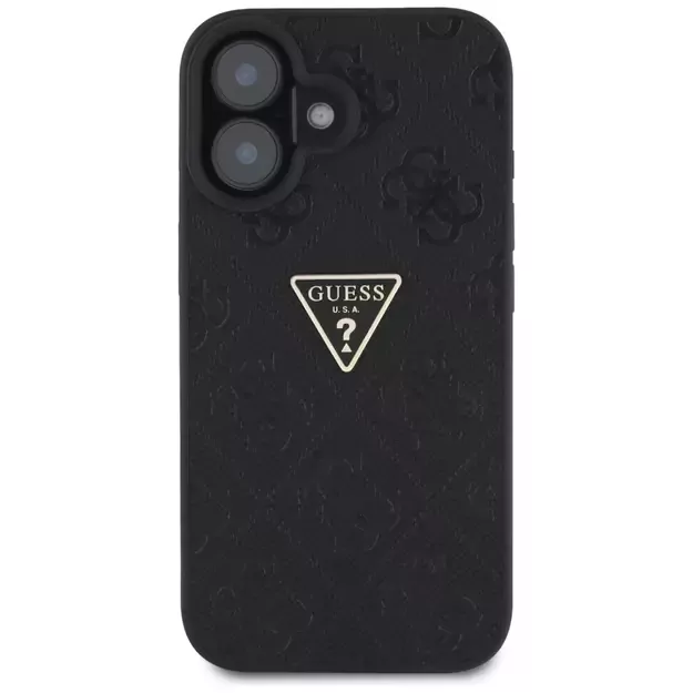 Guess Hot Stamp 4G Pattern Triangle Metal Logo case for iPhone 16 - black 2