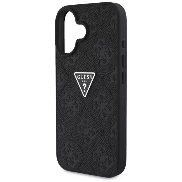 Guess Hot Stamp 4G Pattern Triangle Metal Logo case for iPhone 16 - black 5