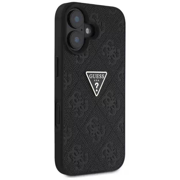 Guess Hot Stamp 4G Pattern Triangle Metal Logo case for iPhone 16 - black 3
