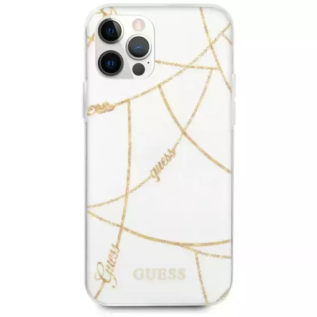 Guess Gold Chain Collection iPhone 12 Pro Max 6.7&quot  Case - White 11