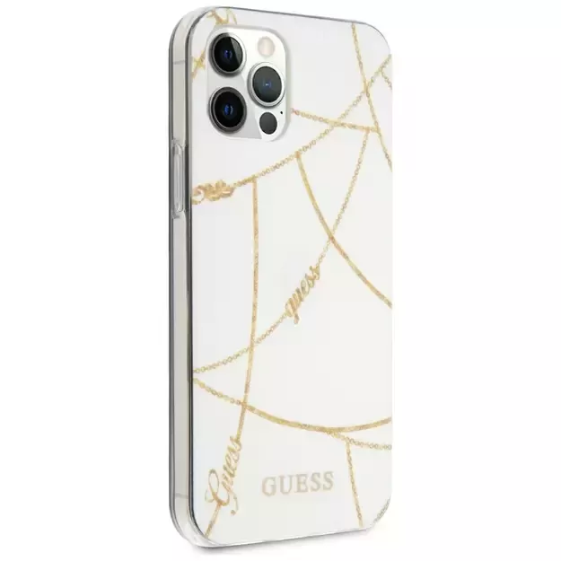 Guess Gold Chain Collection iPhone 12 Pro Max 6.7&quot  Case - White 12