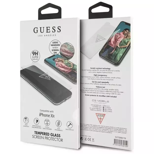 Guess Invisible Logo Tempered Glass for iPhone Xr 2