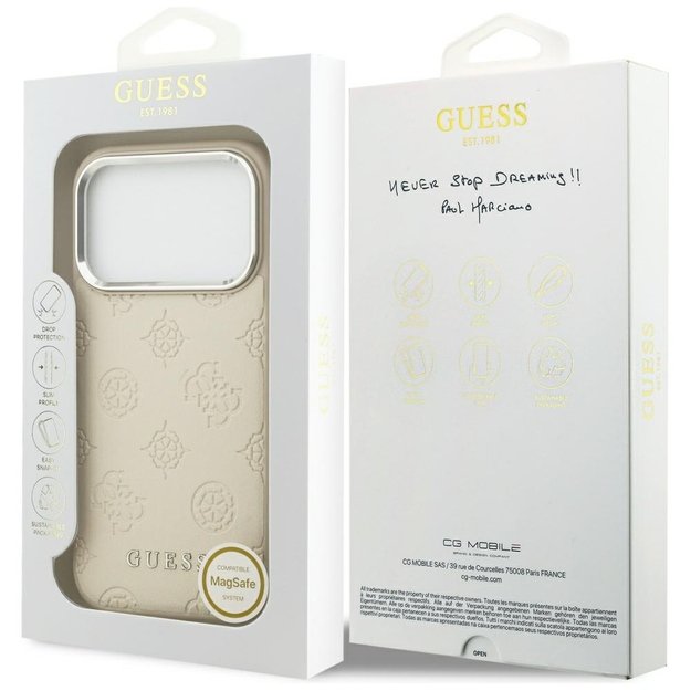 Guess Peony Hot Stamp Script MagSafe Case for iPhone 17 Pro - Beige 7