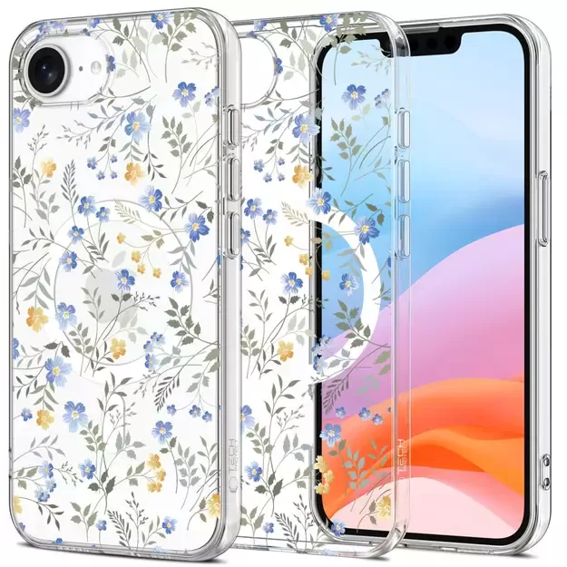 Tech-Protect FlexAir MagSafe iPhone 16e Case - Daisies with Leaves