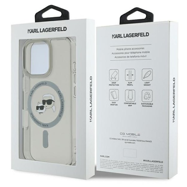 Karl Lagerfeld IML Metal Karl&amp Choupette Head MagSafe Case for iPhone 16 Pro - Black 7