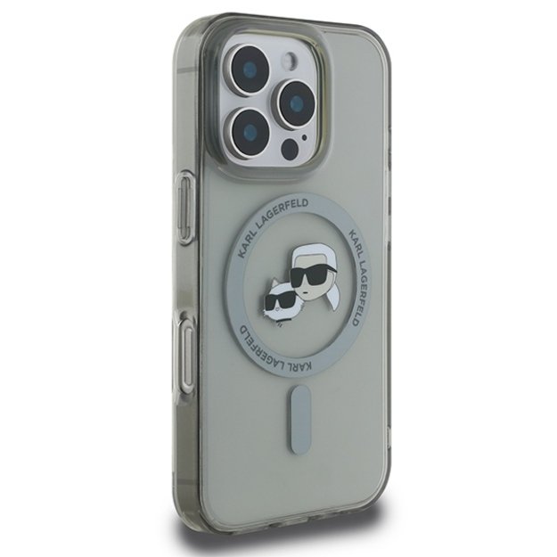 Karl Lagerfeld IML Metal Karl&amp Choupette Head MagSafe Case for iPhone 16 Pro - Black 3