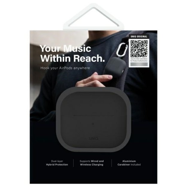 Uniq Nexo AirPods 4 + Ear Hooks Silicone case - black 8
