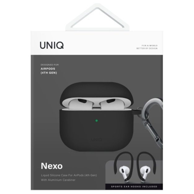 Uniq Nexo AirPods 4 + Ear Hooks Silicone case - black 7