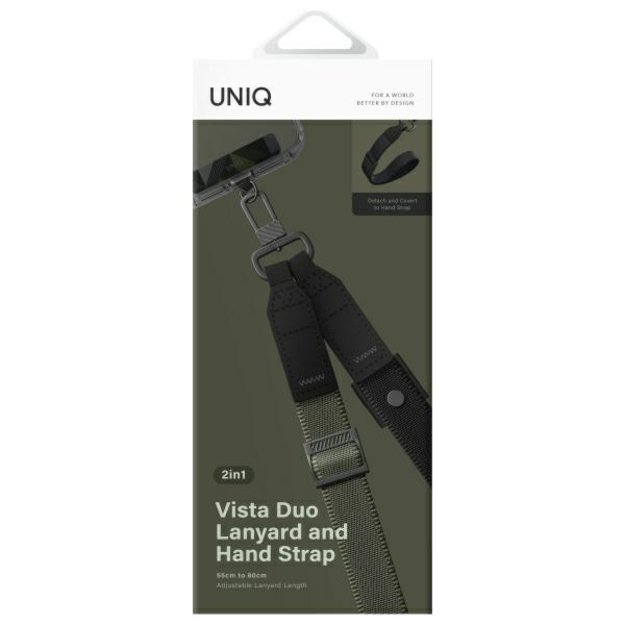 Uniq Vista 2-in-1 phone lanyard - green and black 3