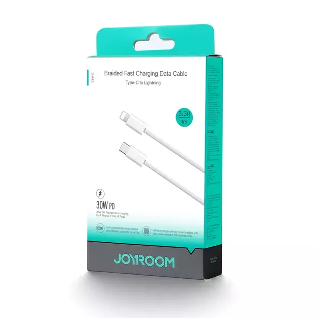 Joyroom S-A45 Ben Series 30W Cable (USB-C - Lightning) Braided 1m - White 10