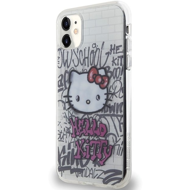 Hello Kitty IML Kitty On Bricks Graffiti case for iPhone 11 / Xr - white 1