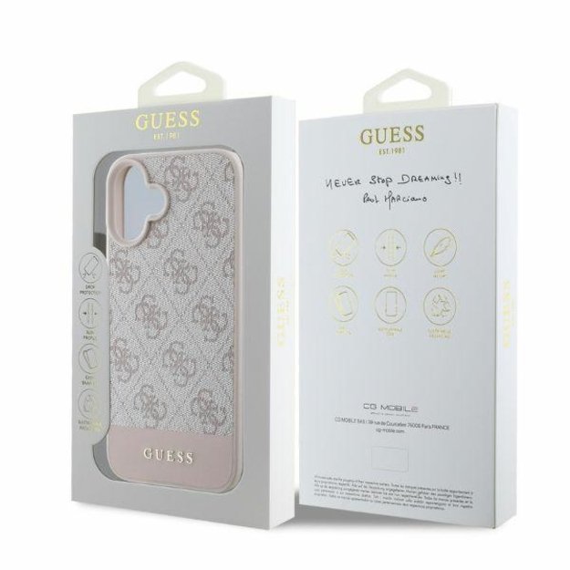 Guess 4G Bottom Stripe iPhone 16 Case - Pink 4