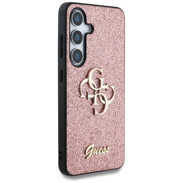 Guess Fixed Glitter Big 4G Metal Logo Case for Samsung Galaxy S25 Pink 3