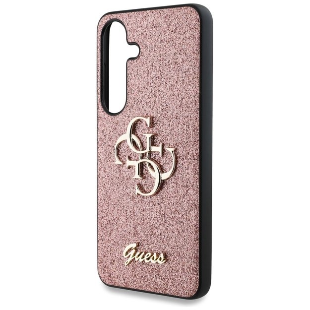 Guess Fixed Glitter Big 4G Metal Logo Case for Samsung Galaxy S25 Pink 5