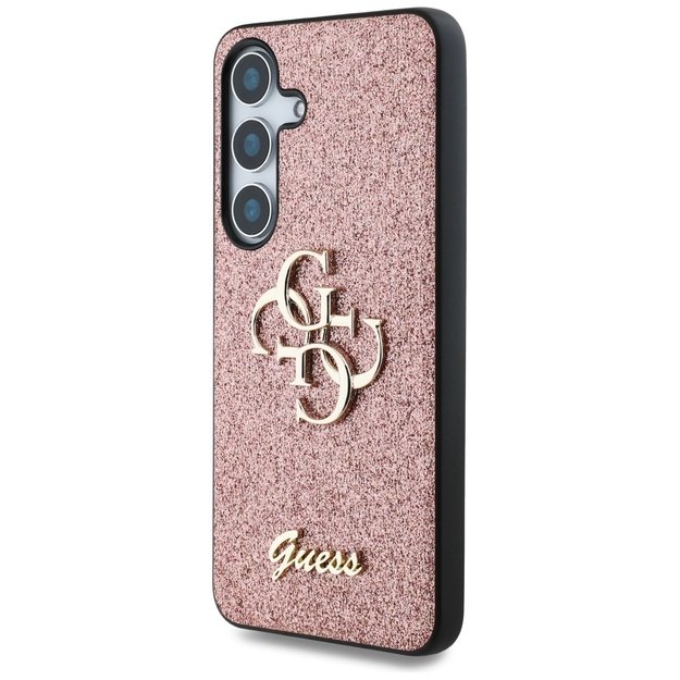 Guess Fixed Glitter Big 4G Metal Logo Case for Samsung Galaxy S25 Pink 1