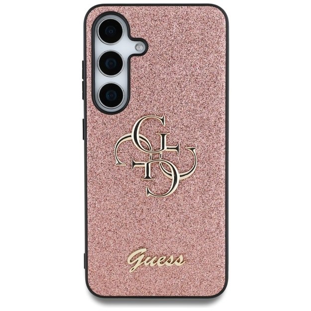 Guess Fixed Glitter Big 4G Metal Logo Case for Samsung Galaxy S25 Pink 2