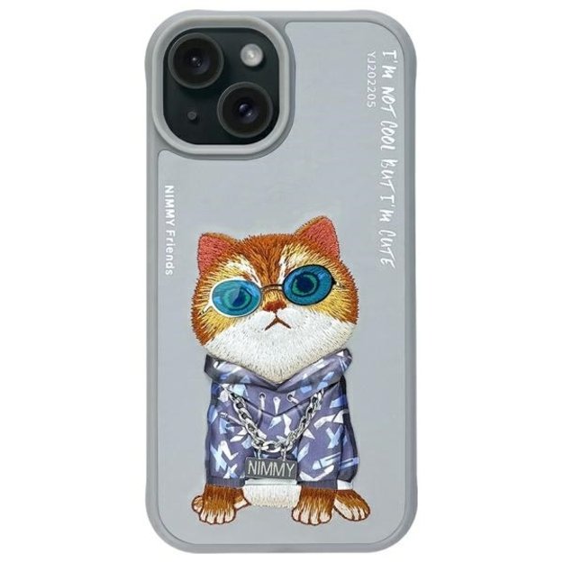 Nimmy Glasses Cool Cat iPhone 15 Case - Gray