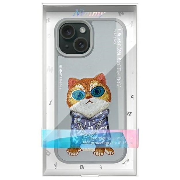 Nimmy Glasses Cool Cat iPhone 15 Case - Gray 11