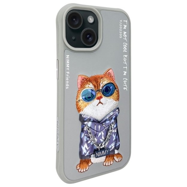 Nimmy Glasses Cool Cat iPhone 15 Case - Gray 1