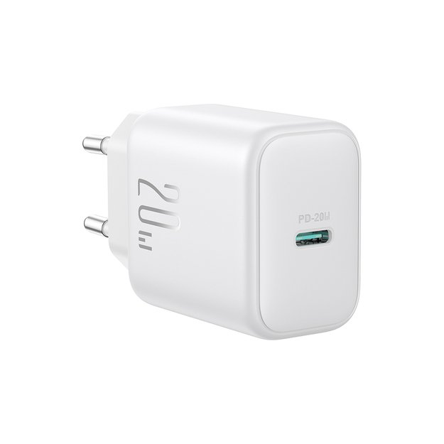 Joyroom JR-TCF20 USB-C PD 20W network charger - white + USB-C / USB-C cable 1m 1