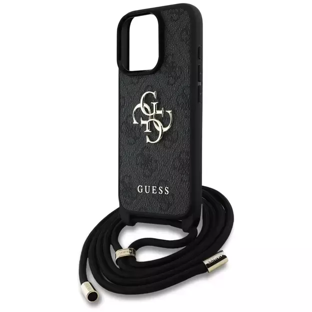 Guess 4G Big Logo Cord Stap Crossbody Case for iPhone 16 Pro Max black 10