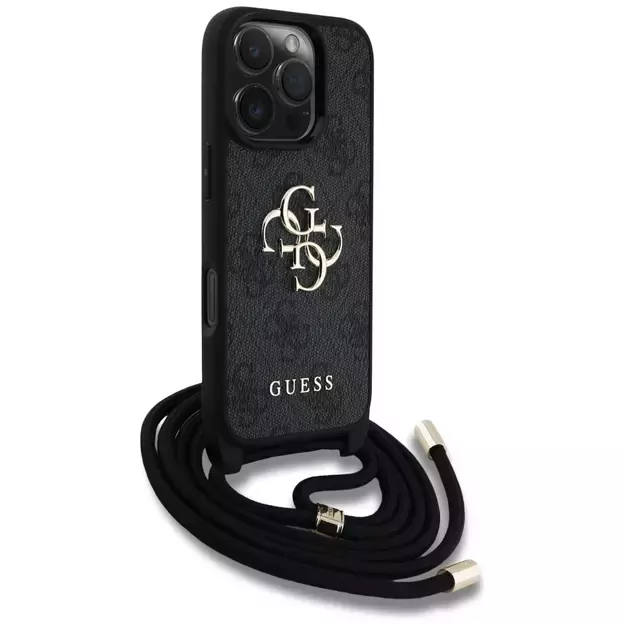 Guess 4G Big Logo Cord Stap Crossbody Case for iPhone 16 Pro Max black 8