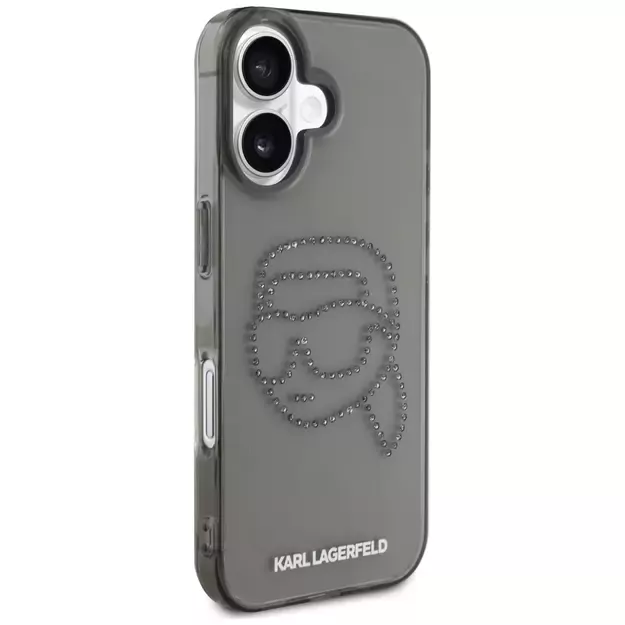Karl Lagerfeld IML Rhinestones Karl Head Case for iPhone 16 Black 10