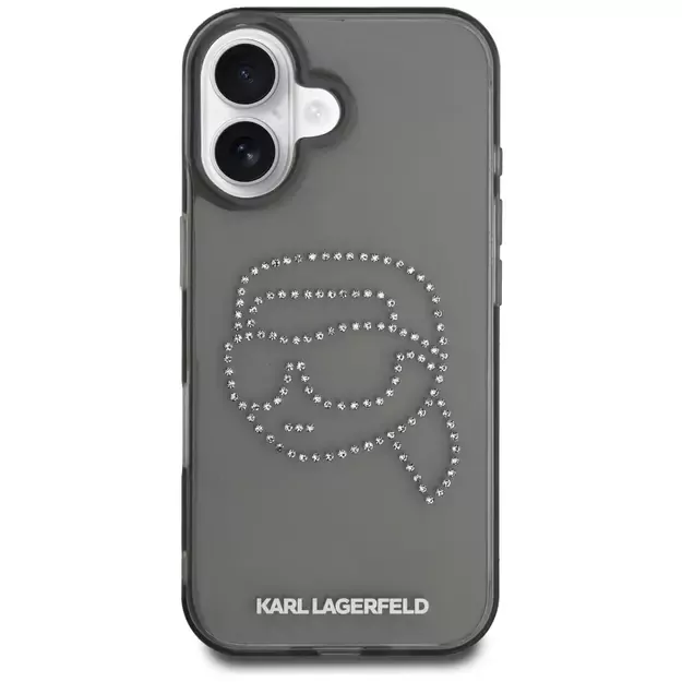 Karl Lagerfeld IML Rhinestones Karl Head Case for iPhone 16 Black 9