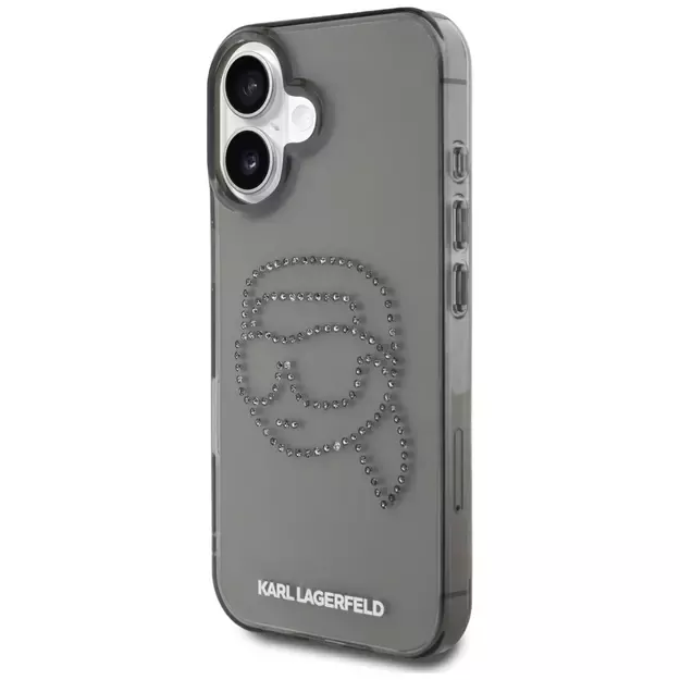 Karl Lagerfeld IML Rhinestones Karl Head Case for iPhone 16 Black 8