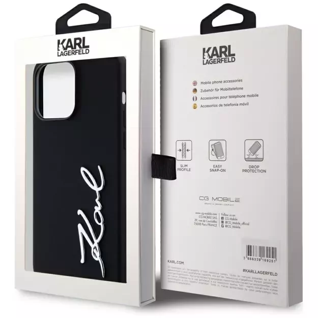 Karl Lagerfeld Silicone Metal Script Logo Case for iPhone 14 Pro Max Black 14
