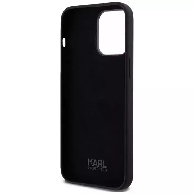 Karl Lagerfeld Silicone Metal Script Logo Case for iPhone 14 Pro Max Black 13