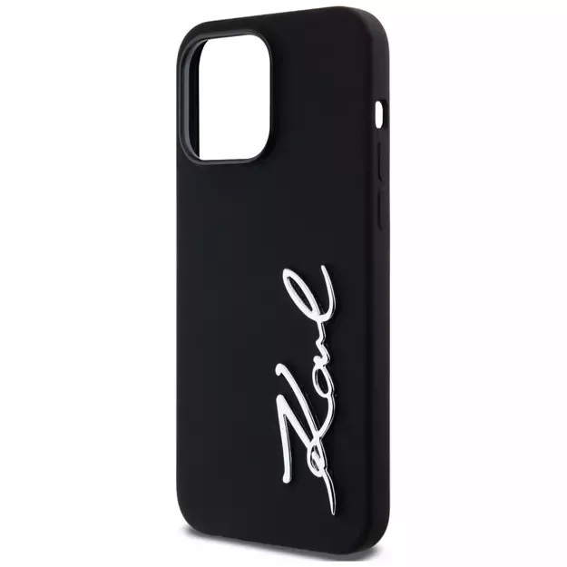 Karl Lagerfeld Silicone Metal Script Logo Case for iPhone 14 Pro Max Black 12